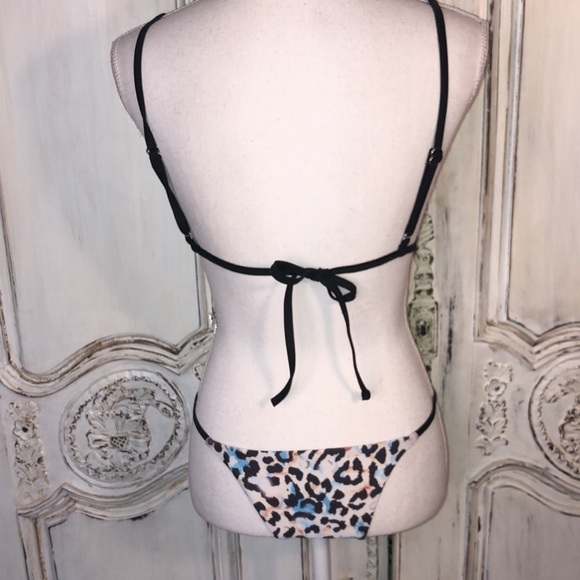 ZAFUL NWOT Animal Print String Bikini in Blues, Pinks, and Black Size 4 - Picture 5 of 8